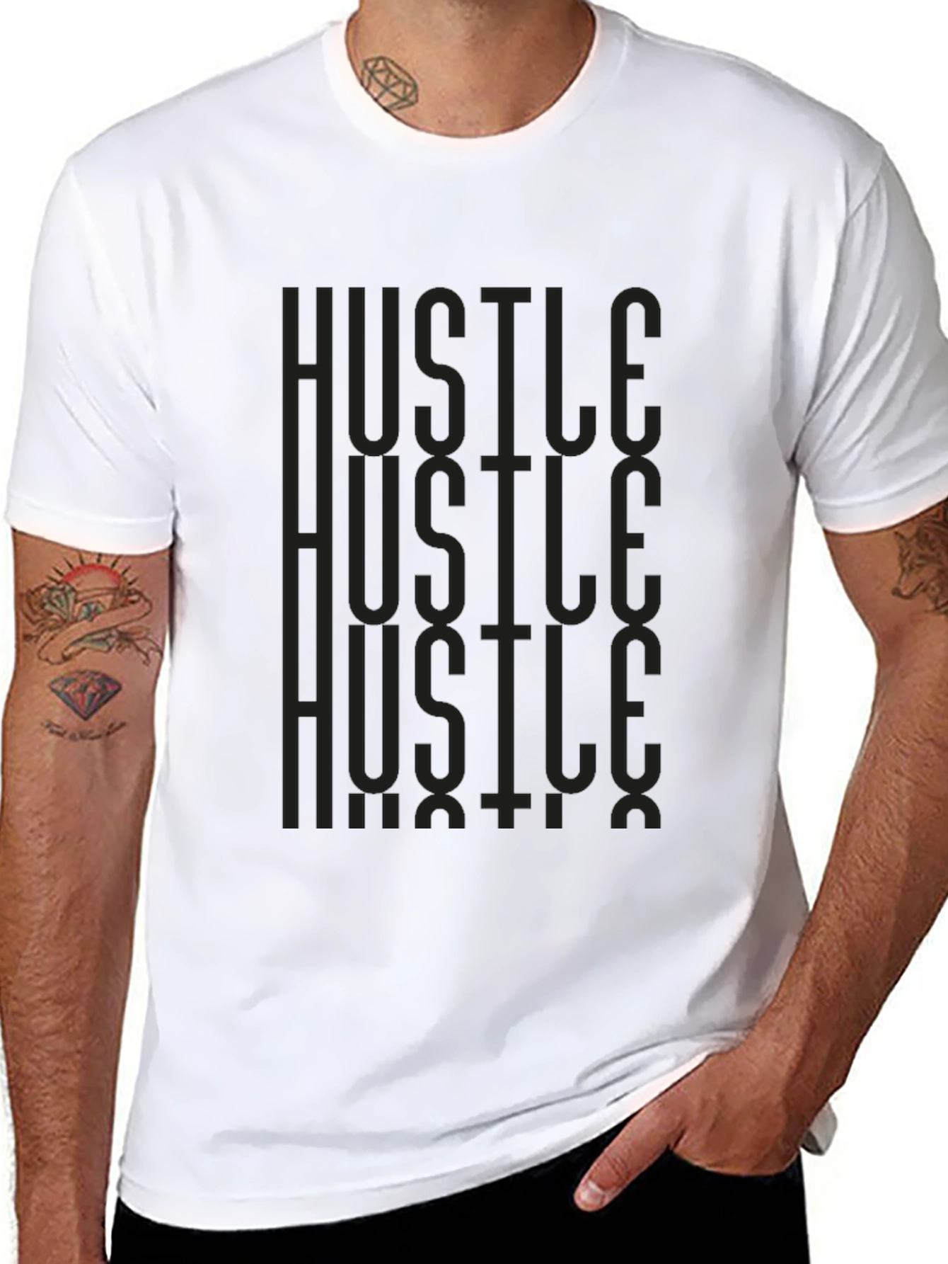 Hustle Graphic Print Tee - Mens Black T-Shirt