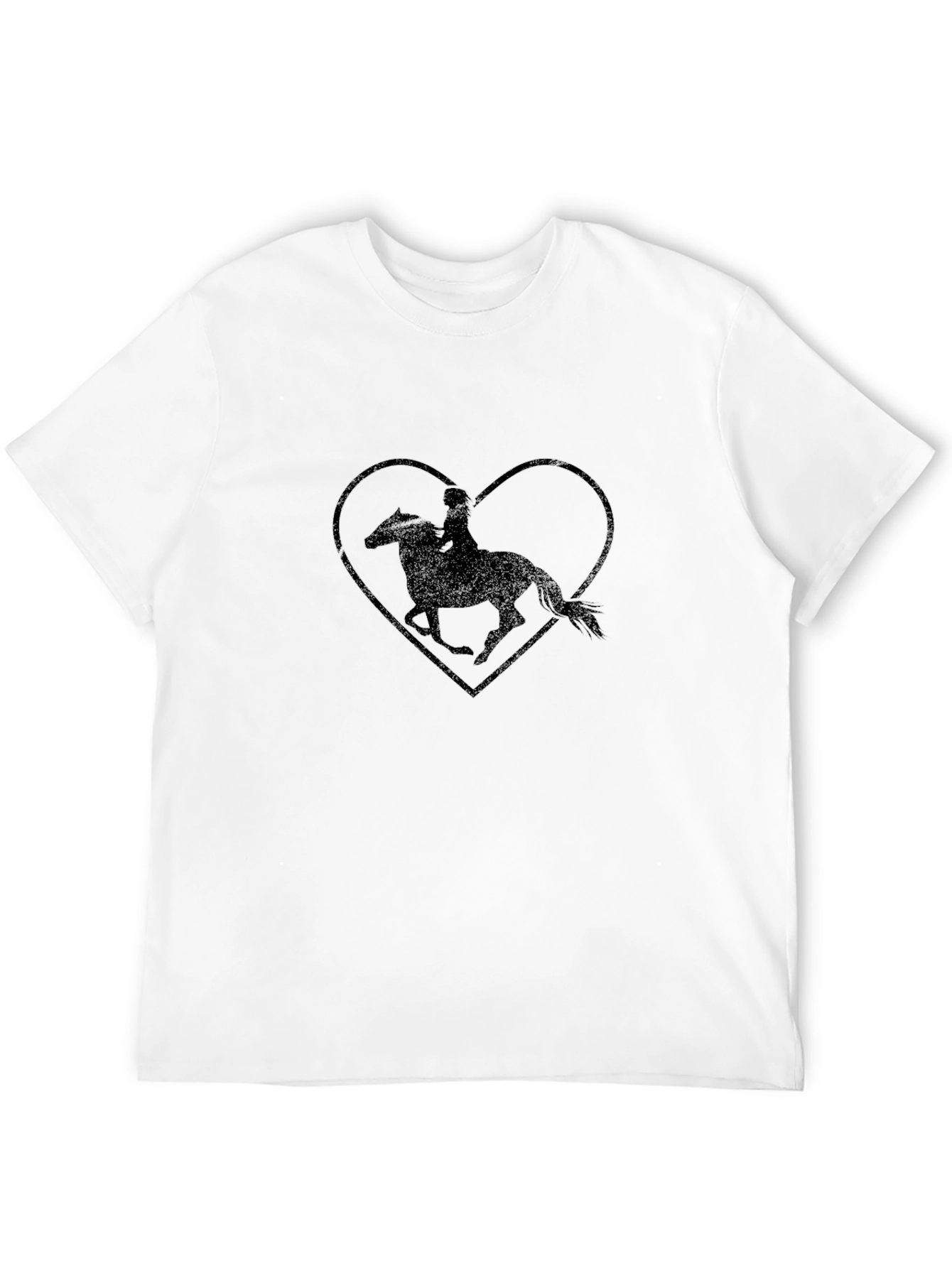 Equestrian Heart Graphic Tee - Black Cotton