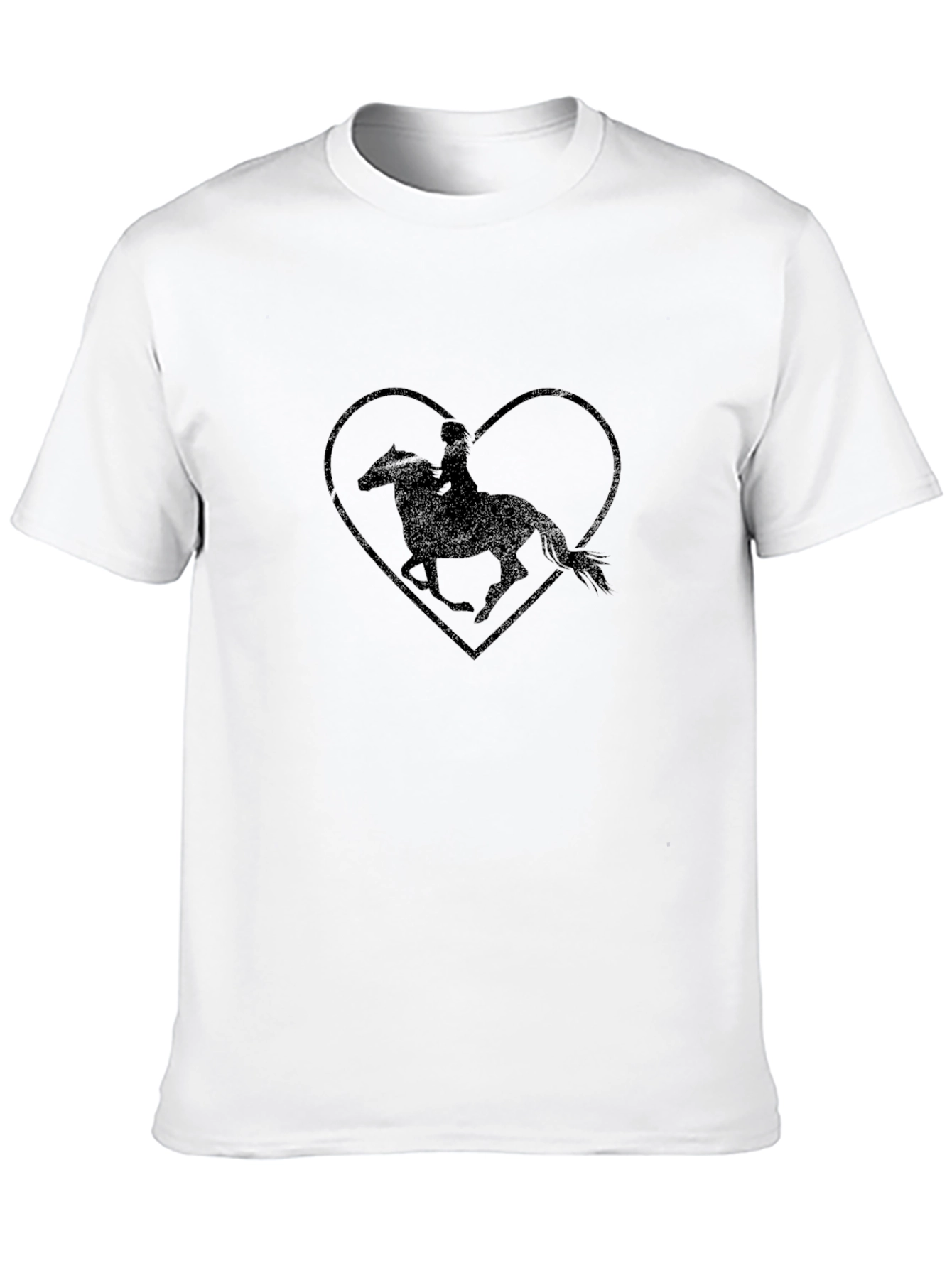 Equestrian Heart Graphic Tee - Black Cotton