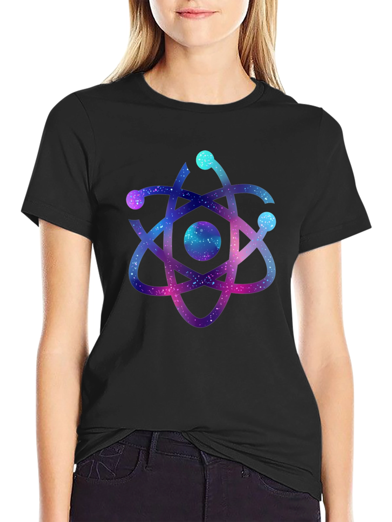 Galaxy Atom Graphic Black T-Shirt