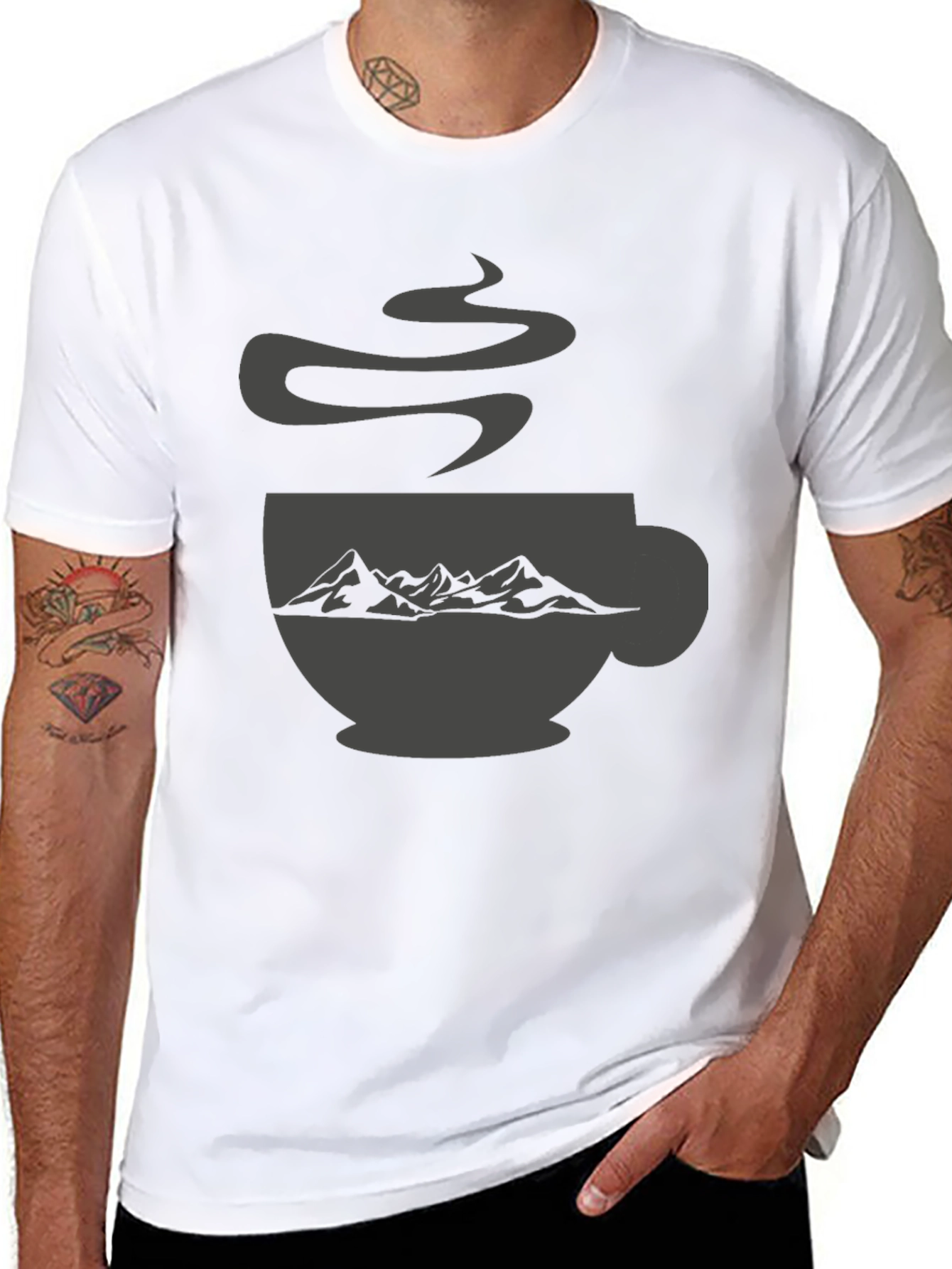 Mountain Coffee Cup Graphic Tee
