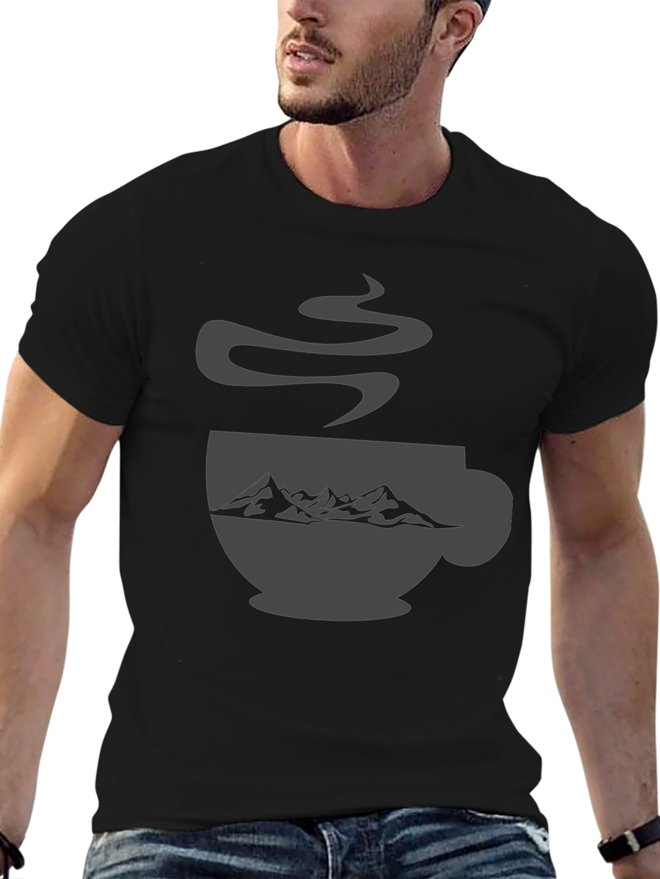 Mountain Coffee Cup Graphic Tee