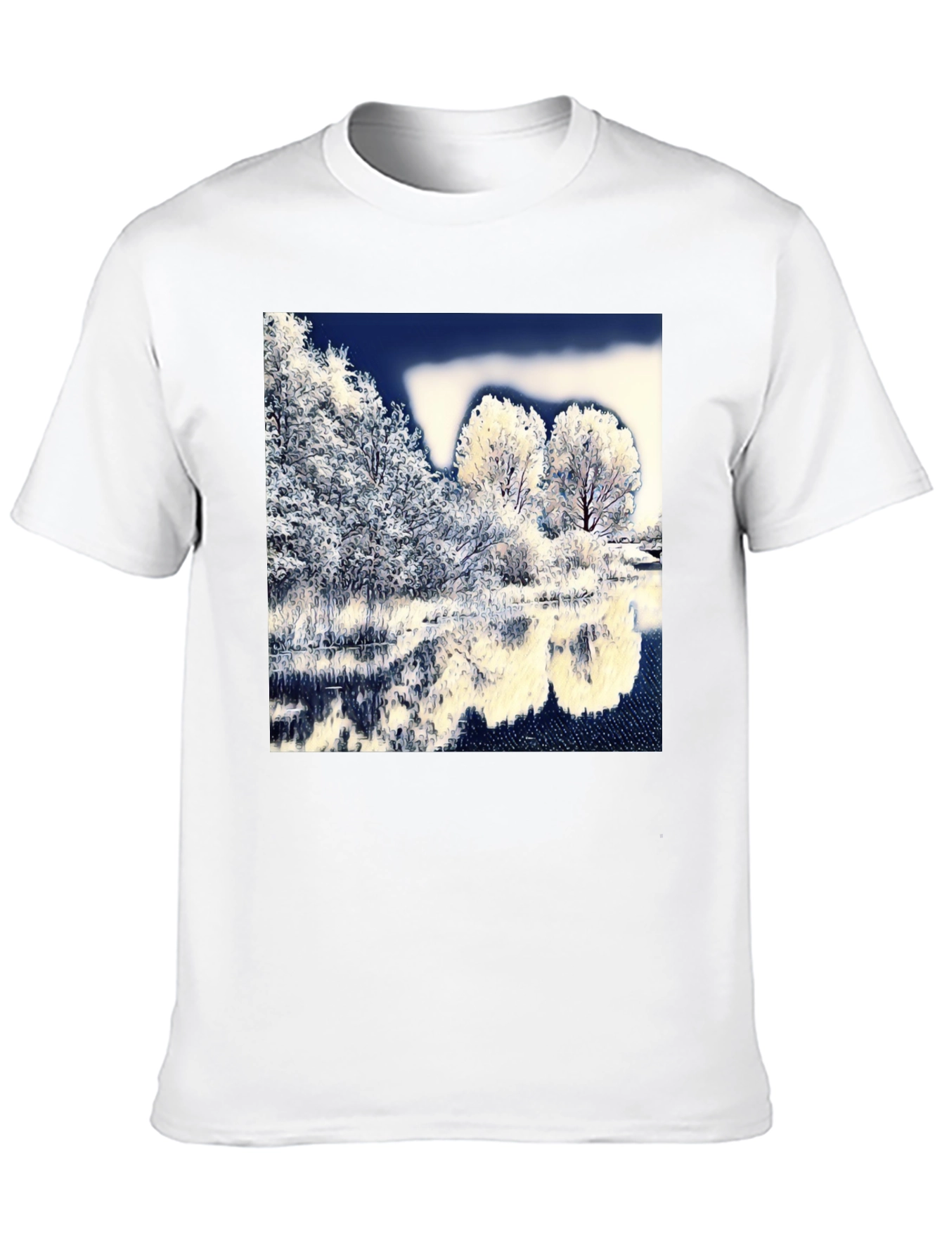 Winter Lake Scene Graphic Tee - Black
