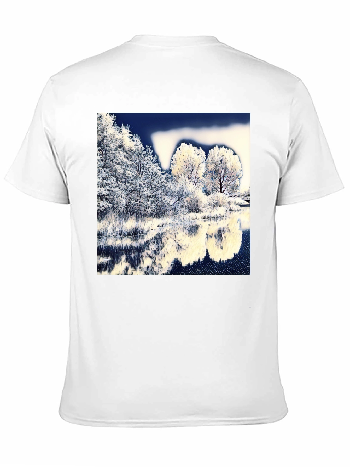 Winter Lake Scene Graphic Tee - Black