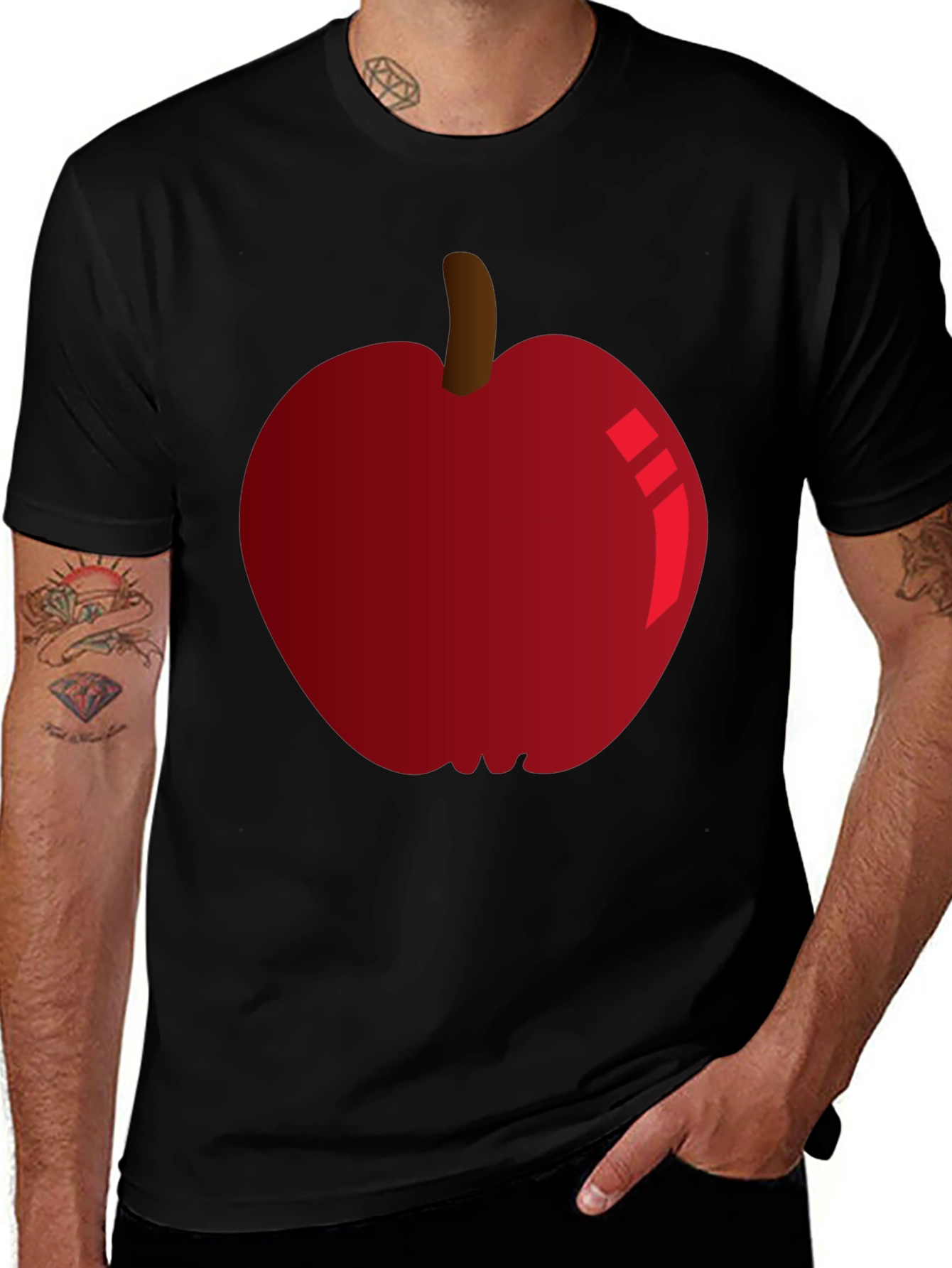 Red Apple Graphic Tee - Fruit Lovers T-Shirt