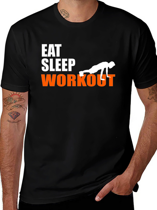 Eat Sleep Workout Black Graphic Tee for Fitness Lovers