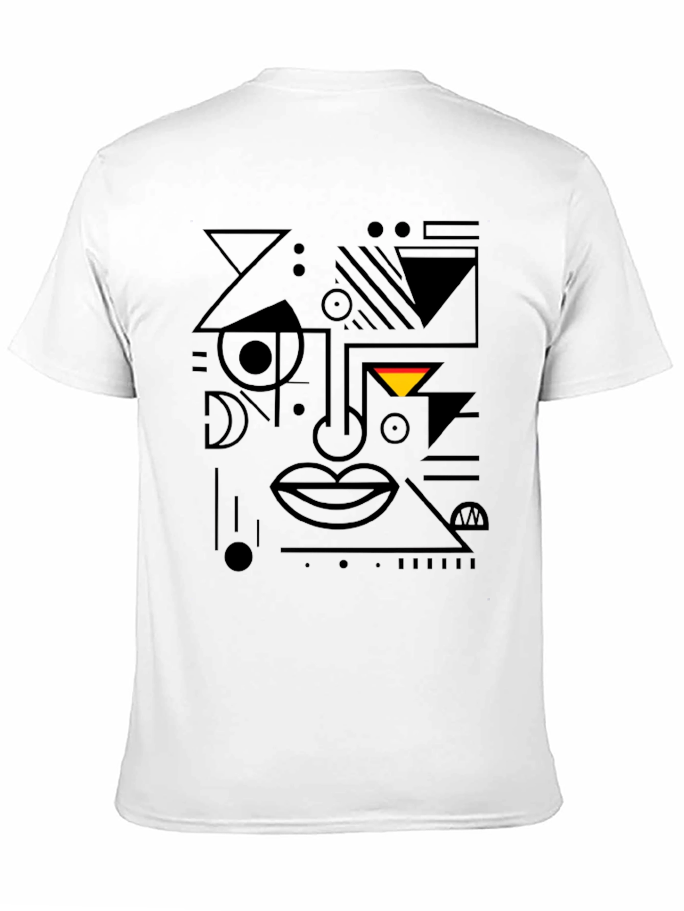 Abstract Geometric Face Black T-Shirt