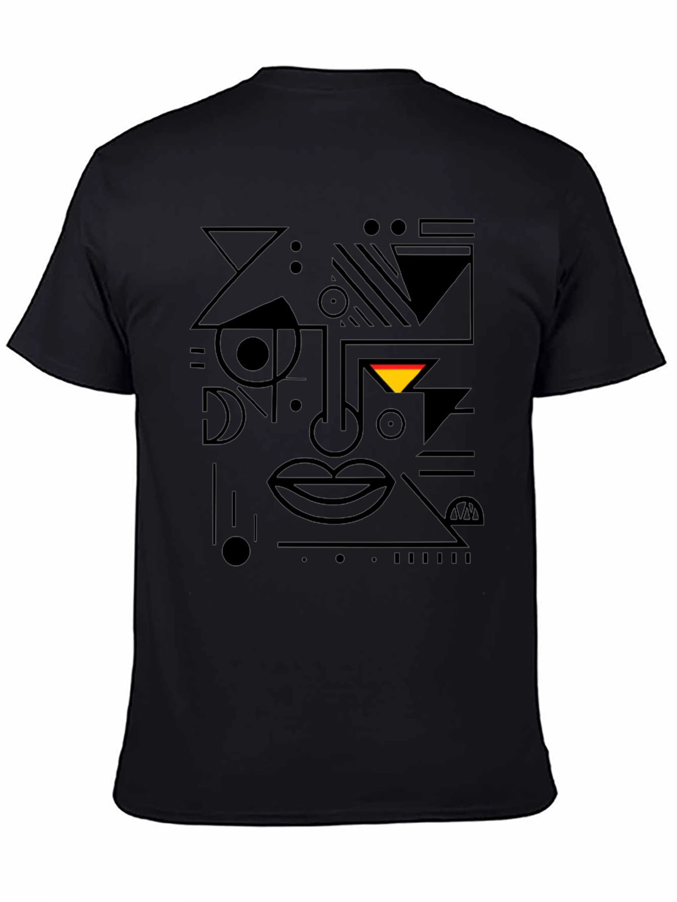 Abstract Geometric Face Black T-Shirt
