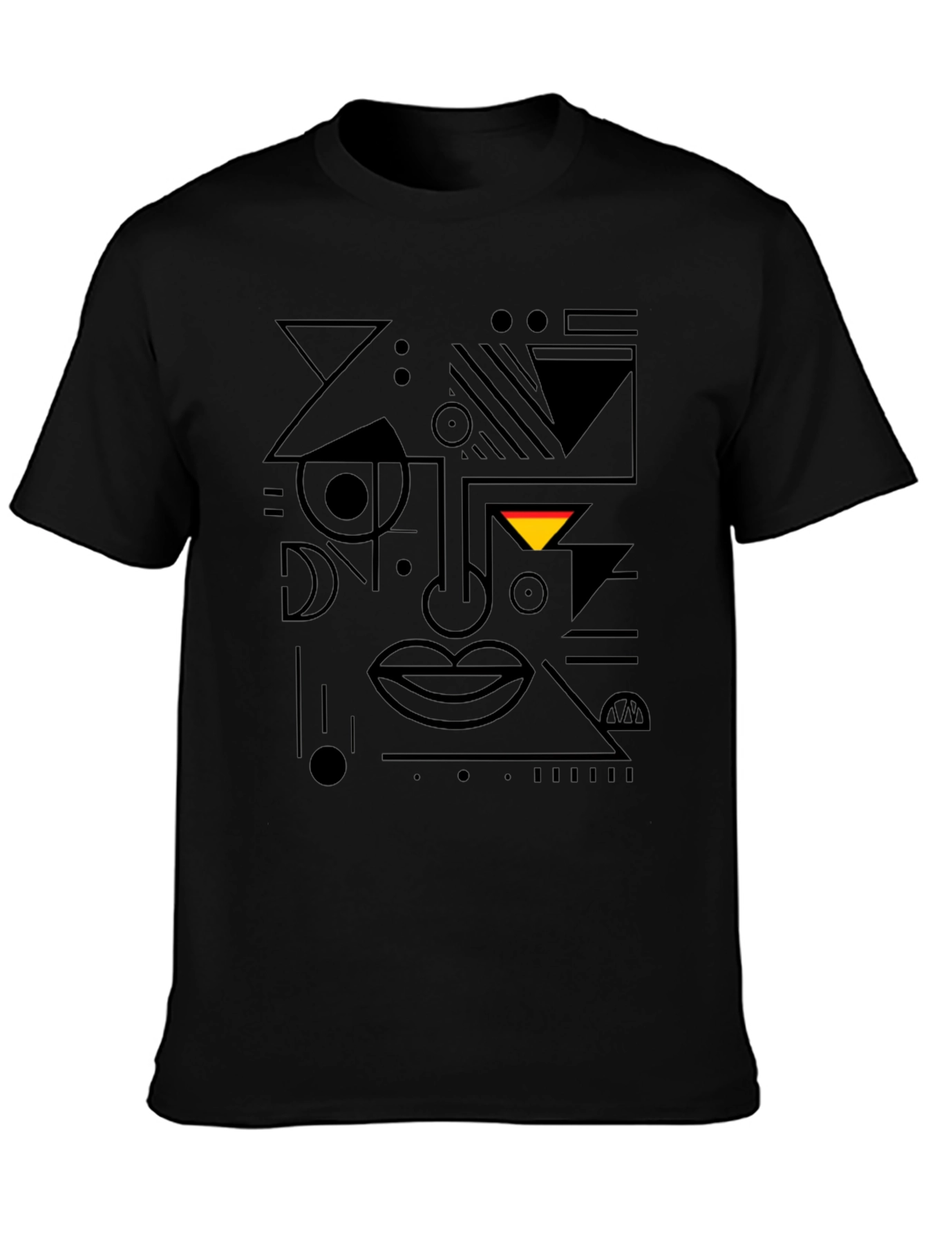 Abstract Geometric Face Black T-Shirt