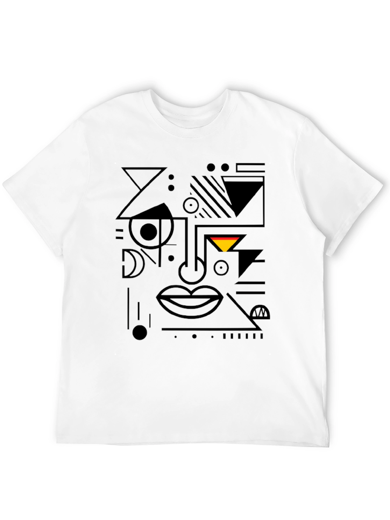 Abstract Geometric Face Black T-Shirt