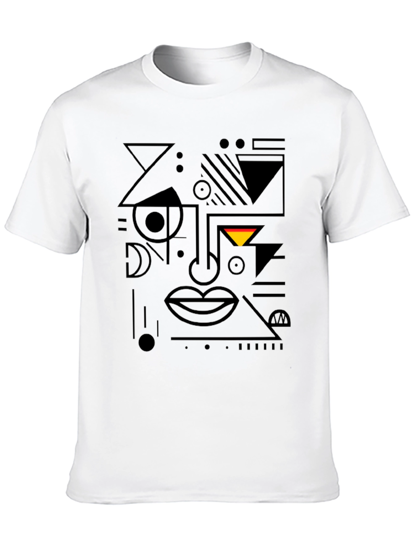Abstract Geometric Face Black T-Shirt