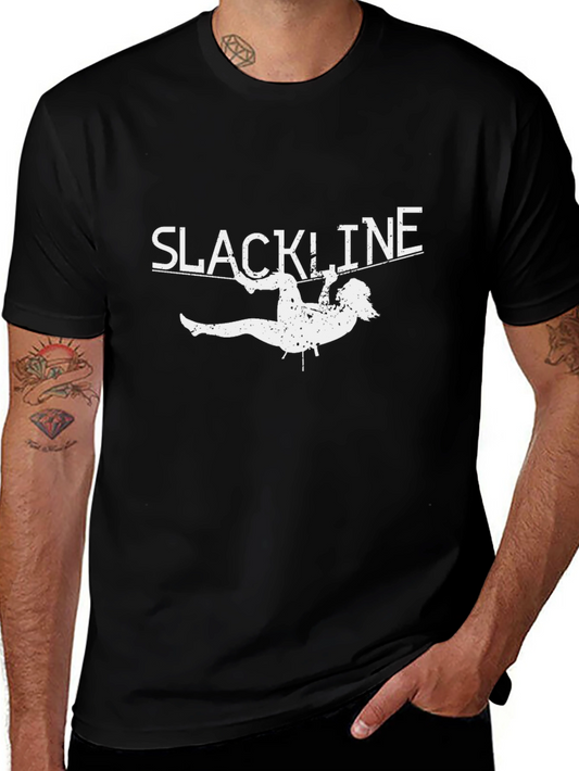 Slackline Graphic T-Shirt - Black Cotton Tee for Outdoor Activity
