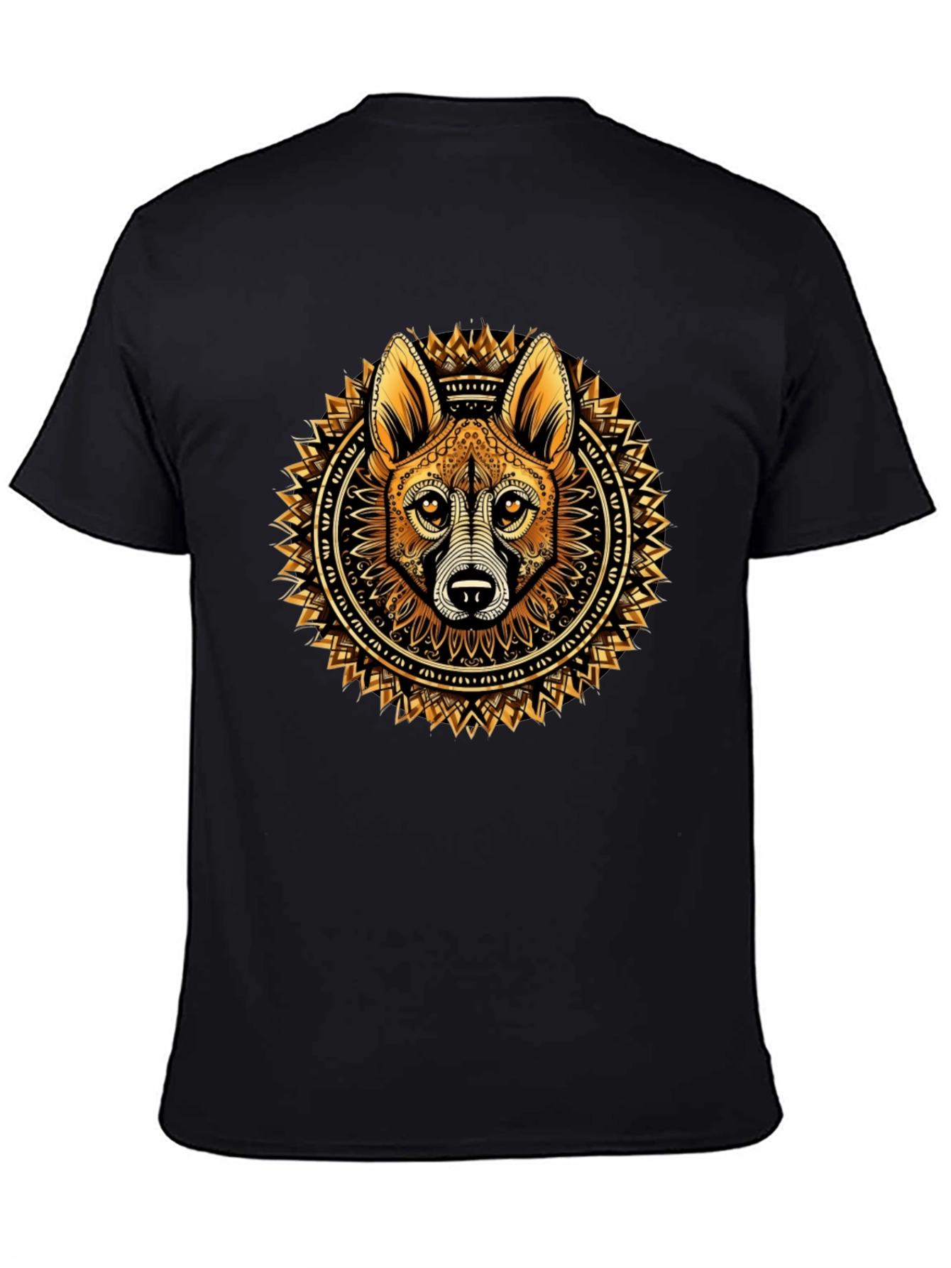 Tribal Dog Mandala Black Tee