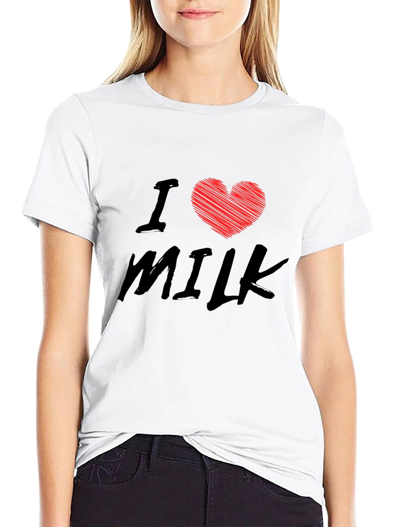 I Heart Milk Graphic T-Shirt - Black Cotton Tee