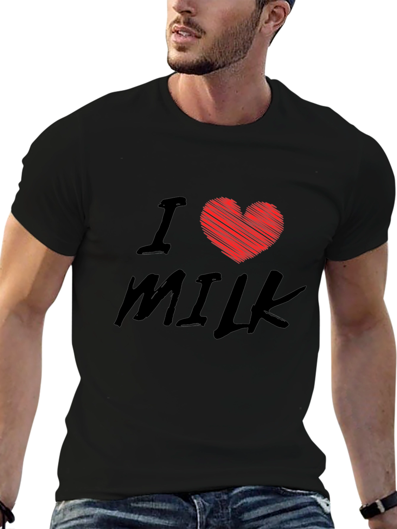 I Heart Milk Graphic T-Shirt - Black Cotton Tee