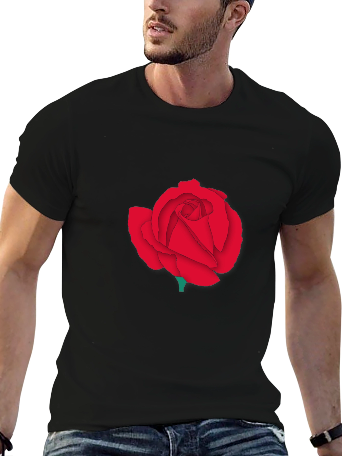 Red Rose Graphic Tee - Classic Black T-Shirt