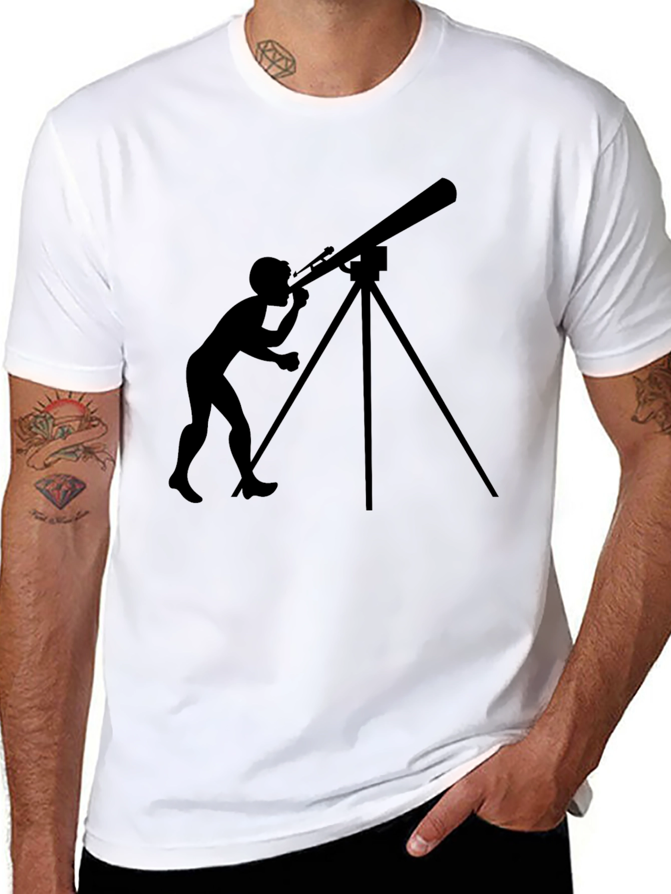 Telescope Observer Graphic Tee - Black Cotton T-Shirt