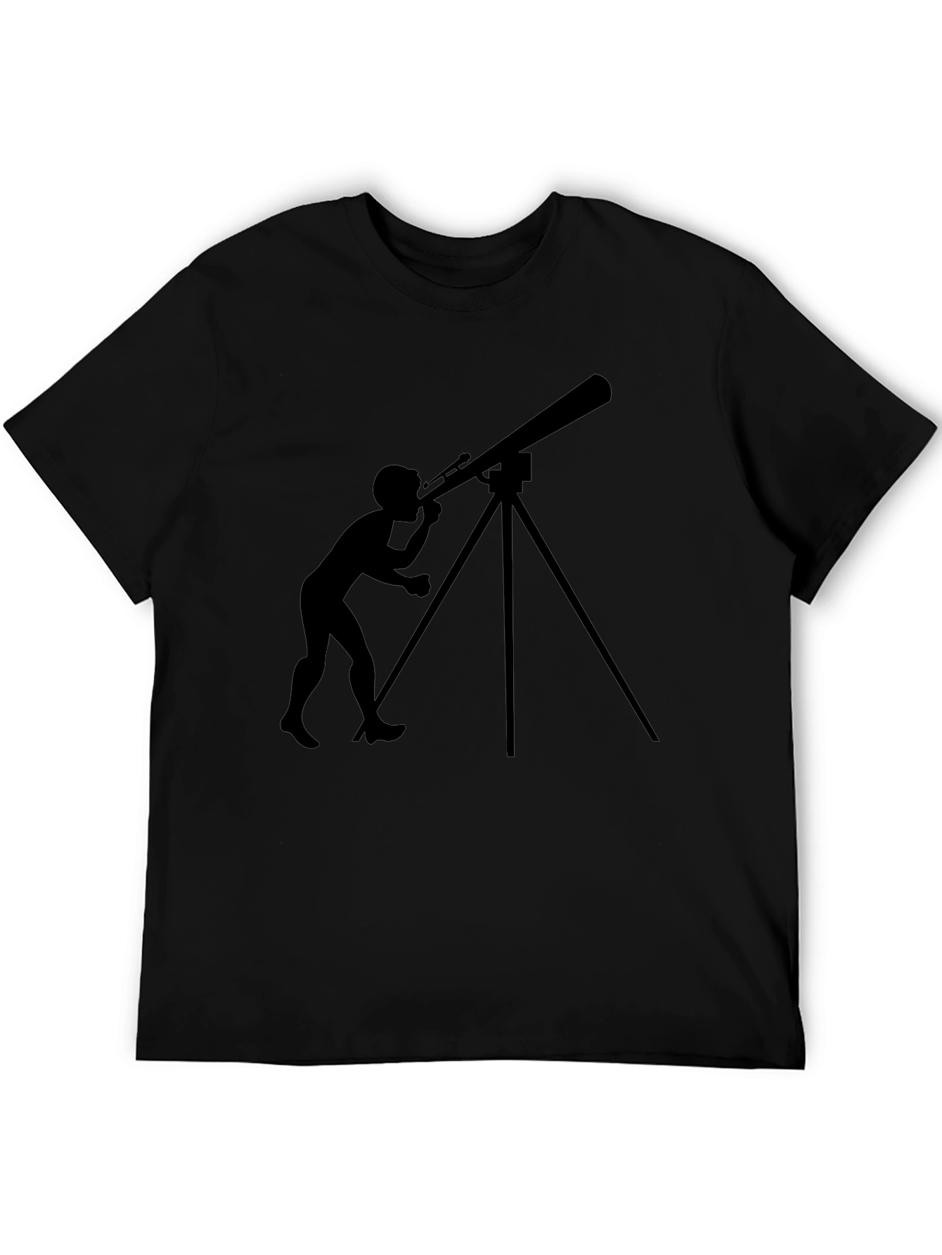 Telescope Observer Graphic Tee - Black Cotton T-Shirt