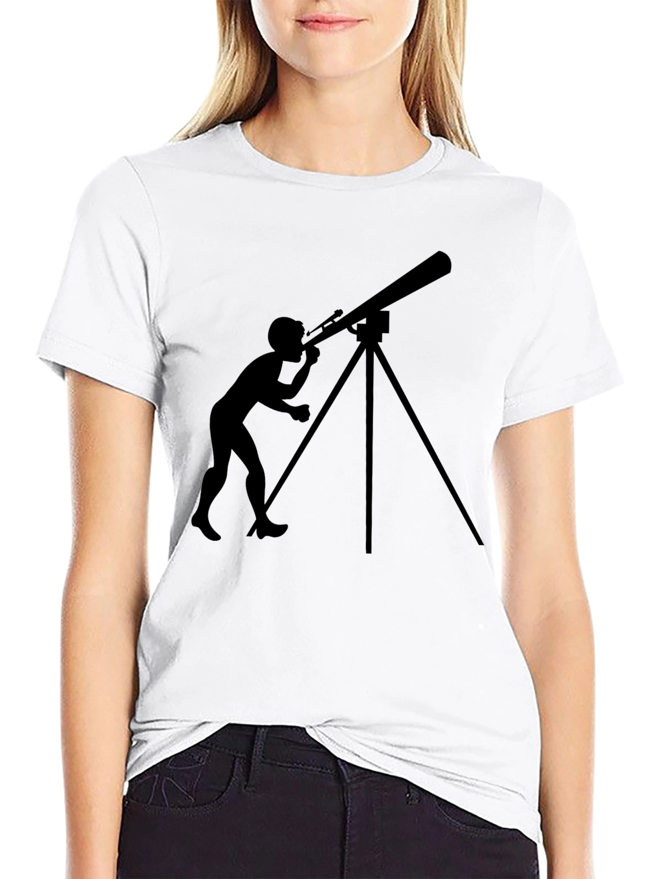 Telescope Observer Graphic Tee - Black Cotton T-Shirt