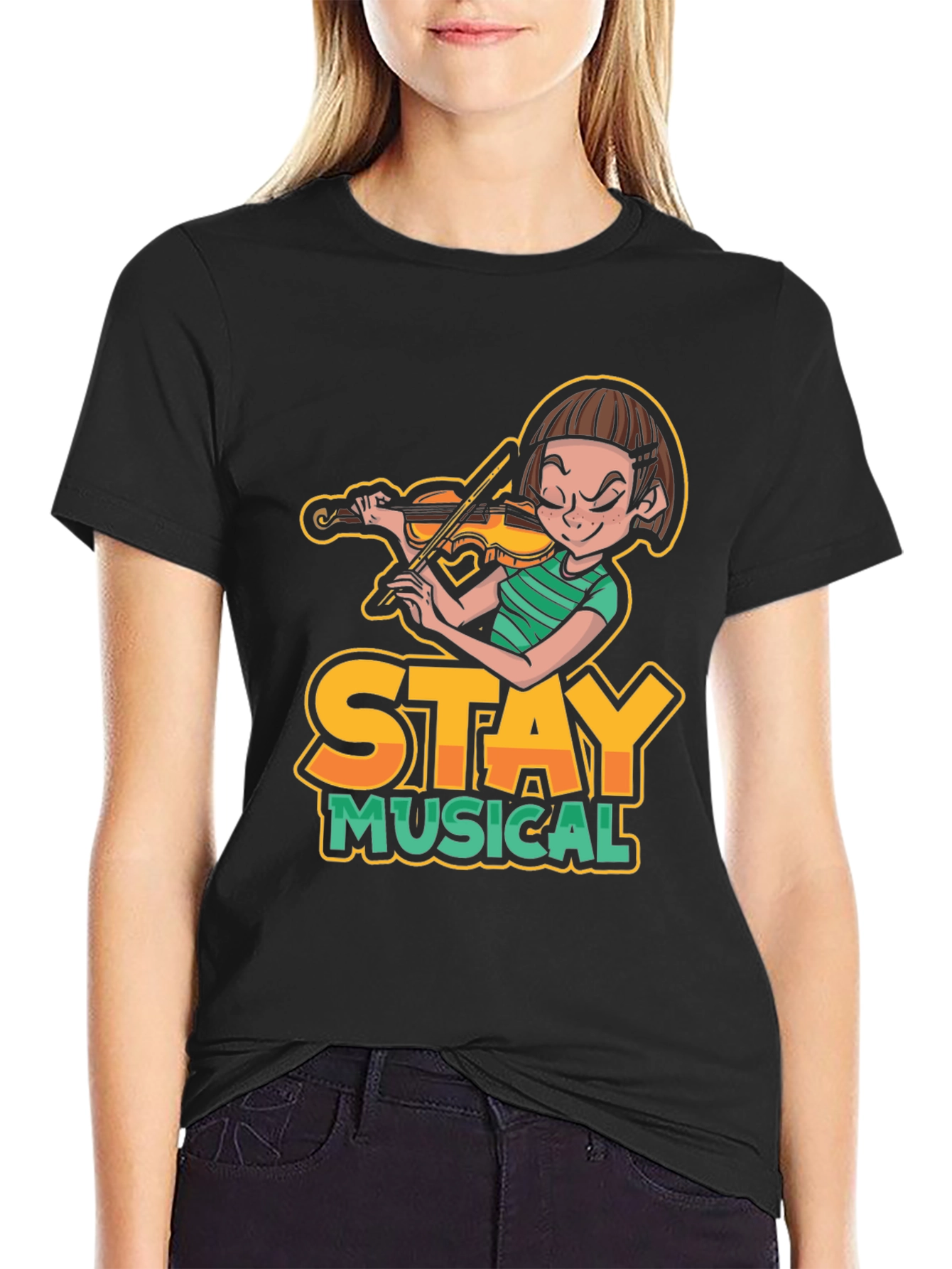 Stay Musical Graphic Tee - Black Cotton Shirt
