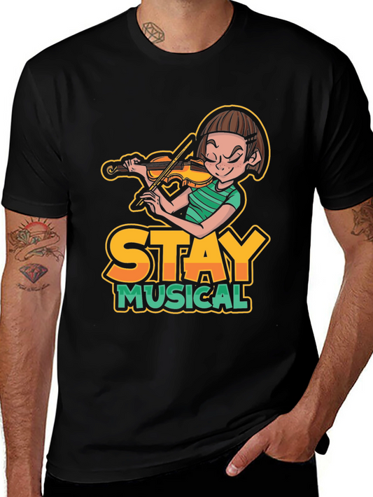 Stay Musical Graphic Tee - Black Cotton Shirt