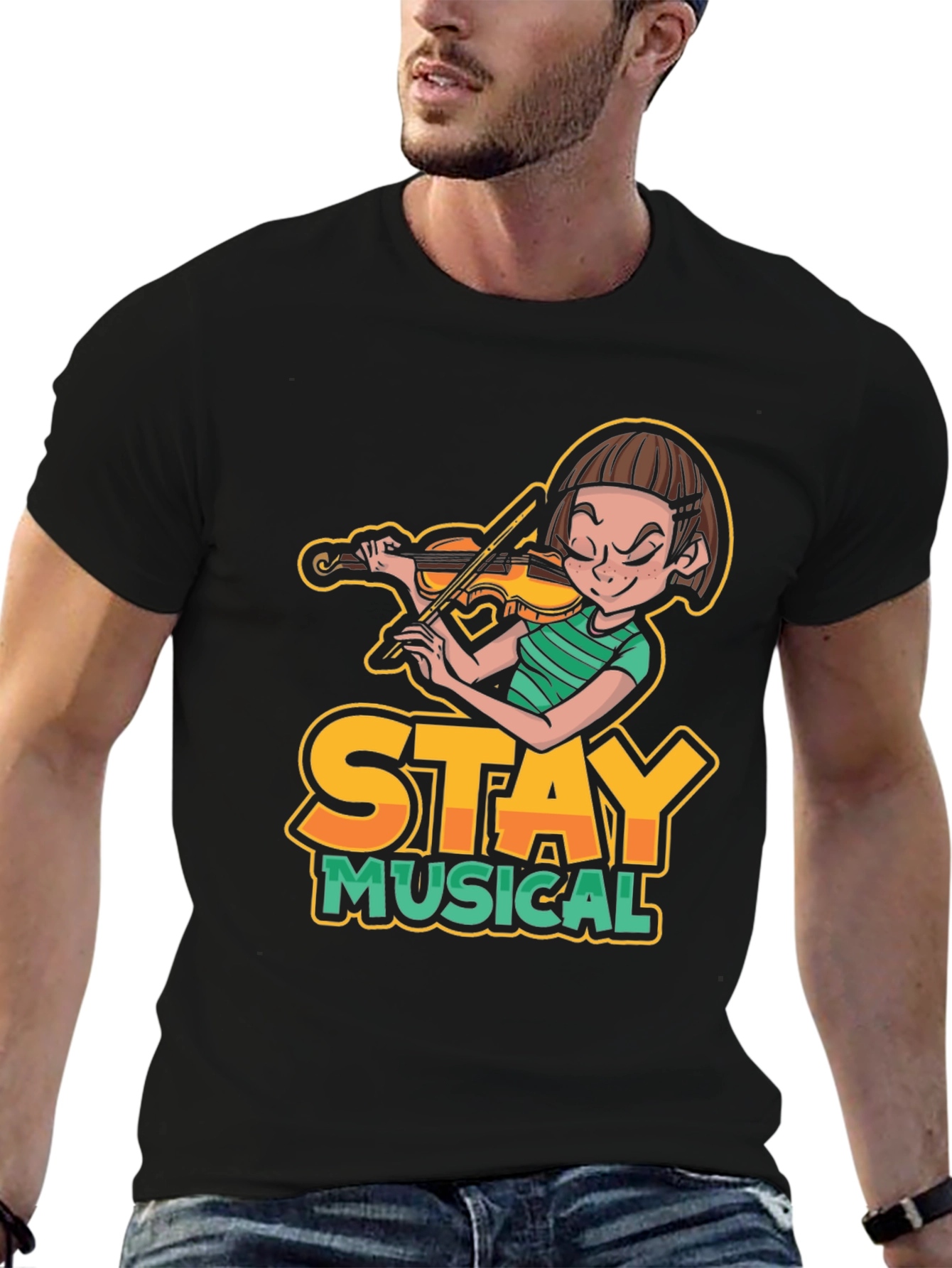 Stay Musical Graphic Tee - Black Cotton Shirt