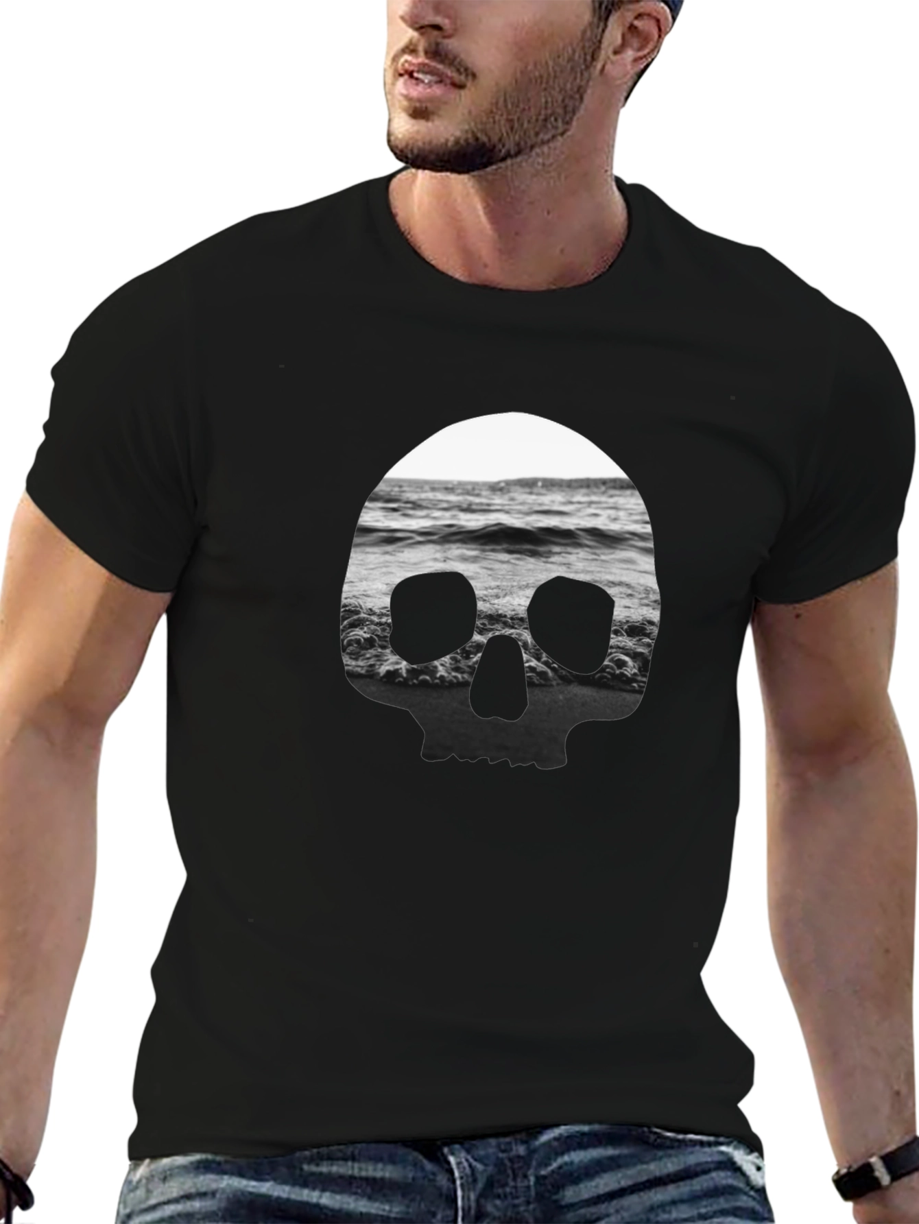 Skull Ocean T-Shirt - Black Graphic Tee