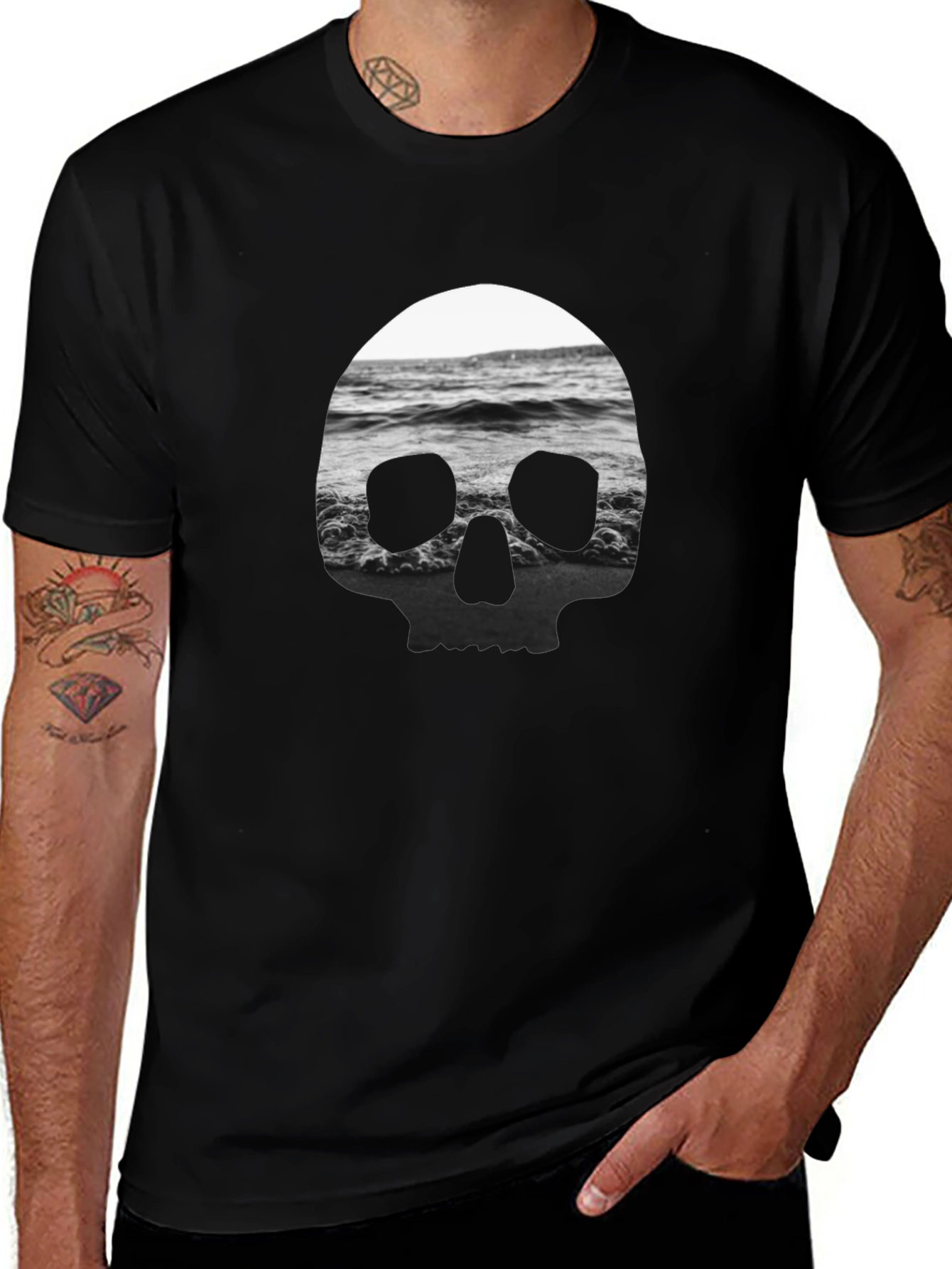 Skull Ocean T-Shirt - Black Graphic Tee
