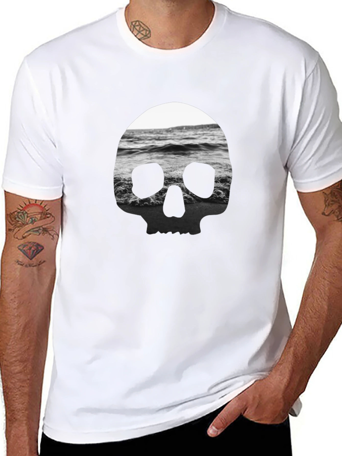 Skull Ocean T-Shirt - Black Graphic Tee