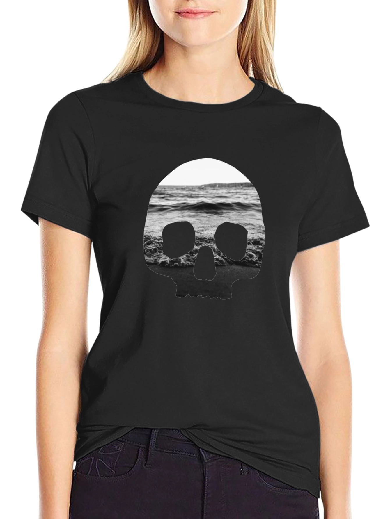 Skull Ocean T-Shirt - Black Graphic Tee