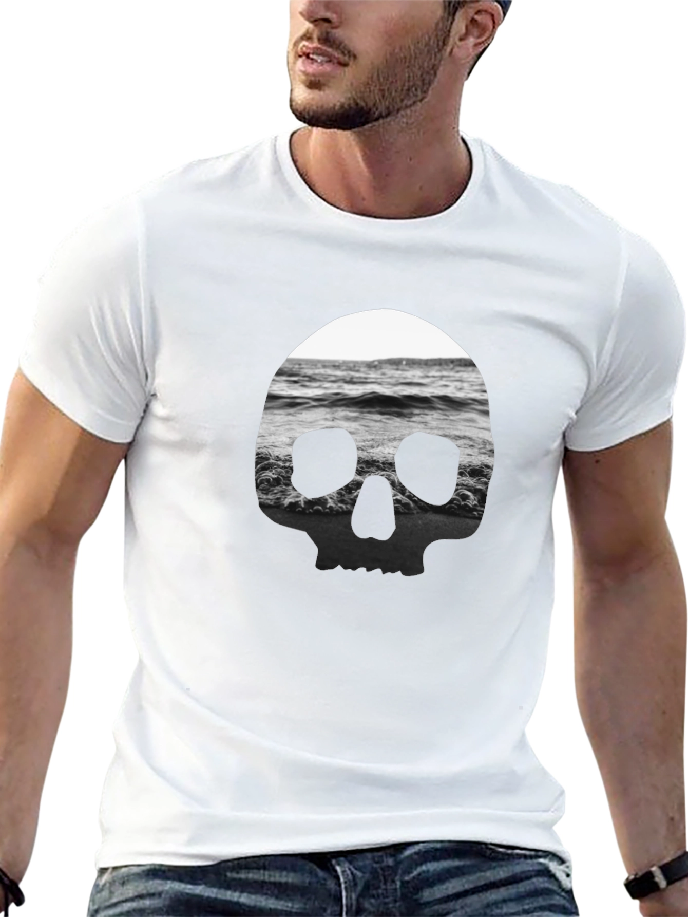 Skull Ocean T-Shirt - Black Graphic Tee