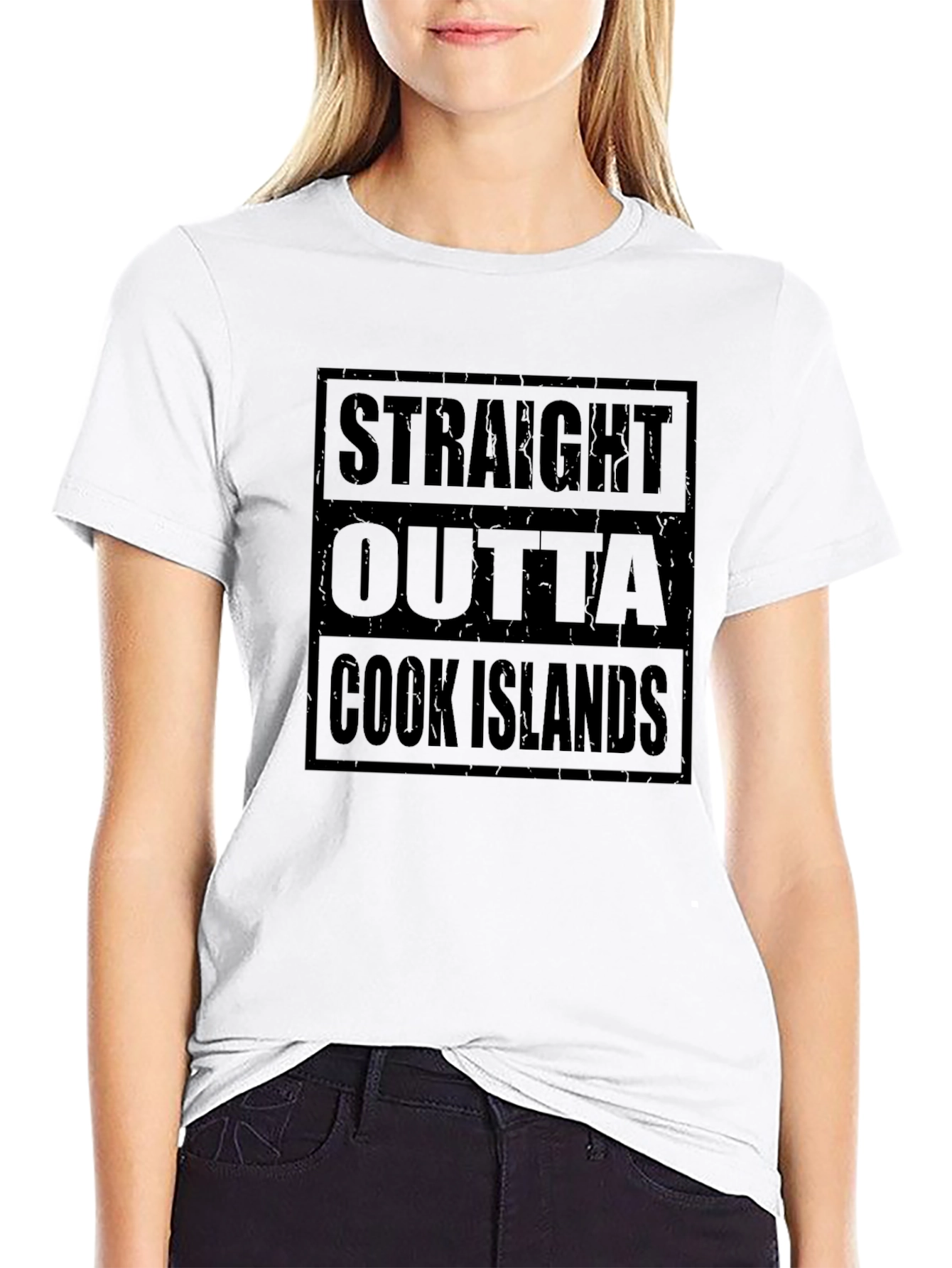 Straight Outta Cook Islands Black T-Shirt