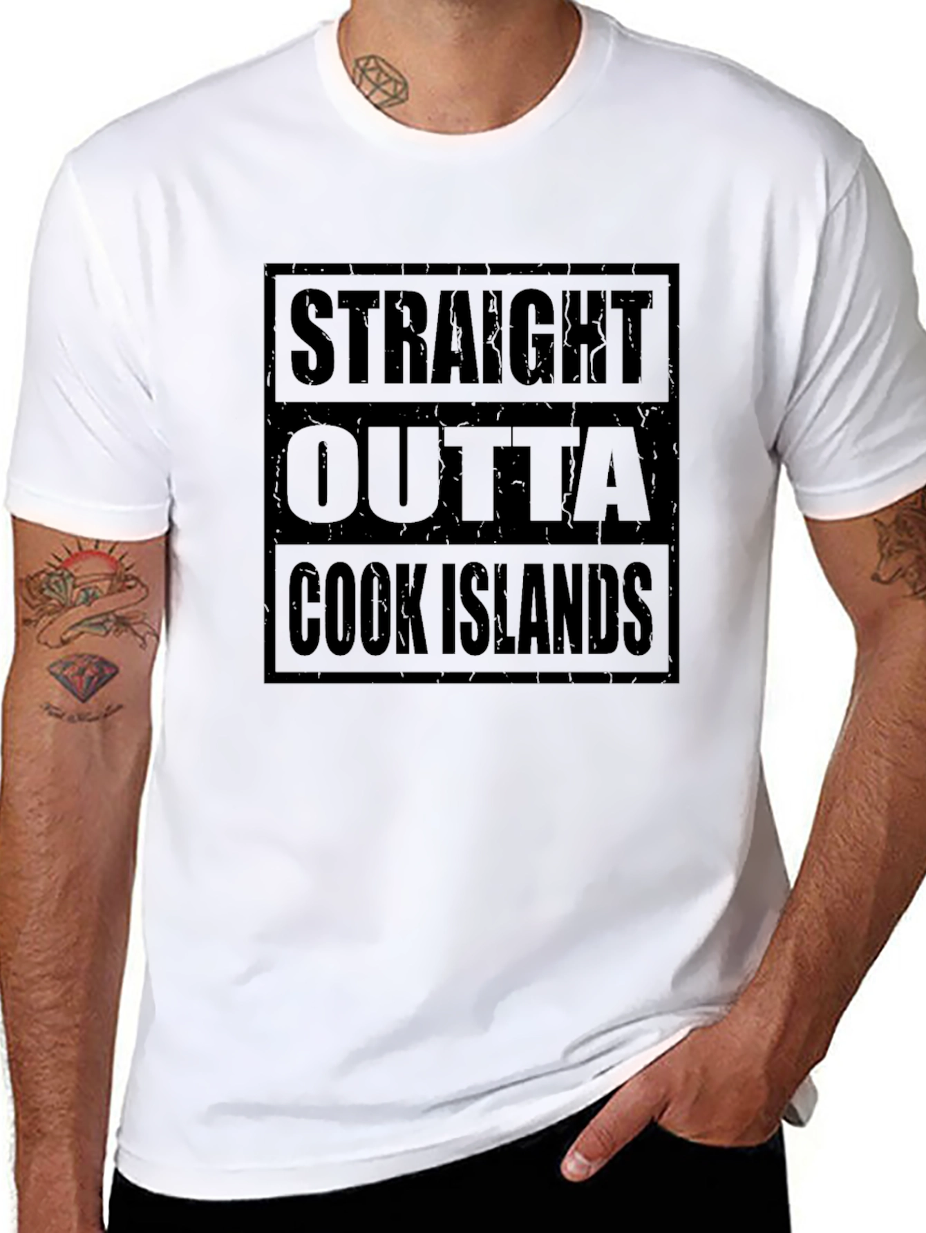 Straight Outta Cook Islands Black T-Shirt