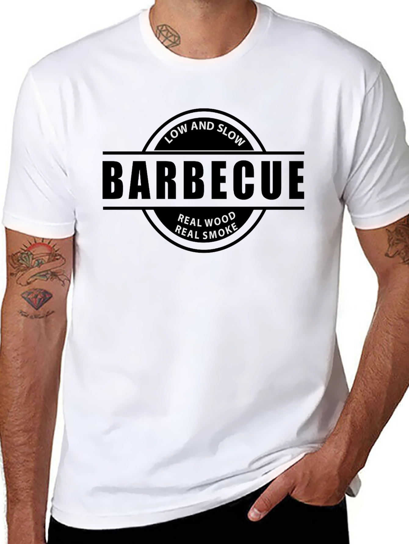 BBQ T-Shirt: Low and Slow Real Wood Real Smoke