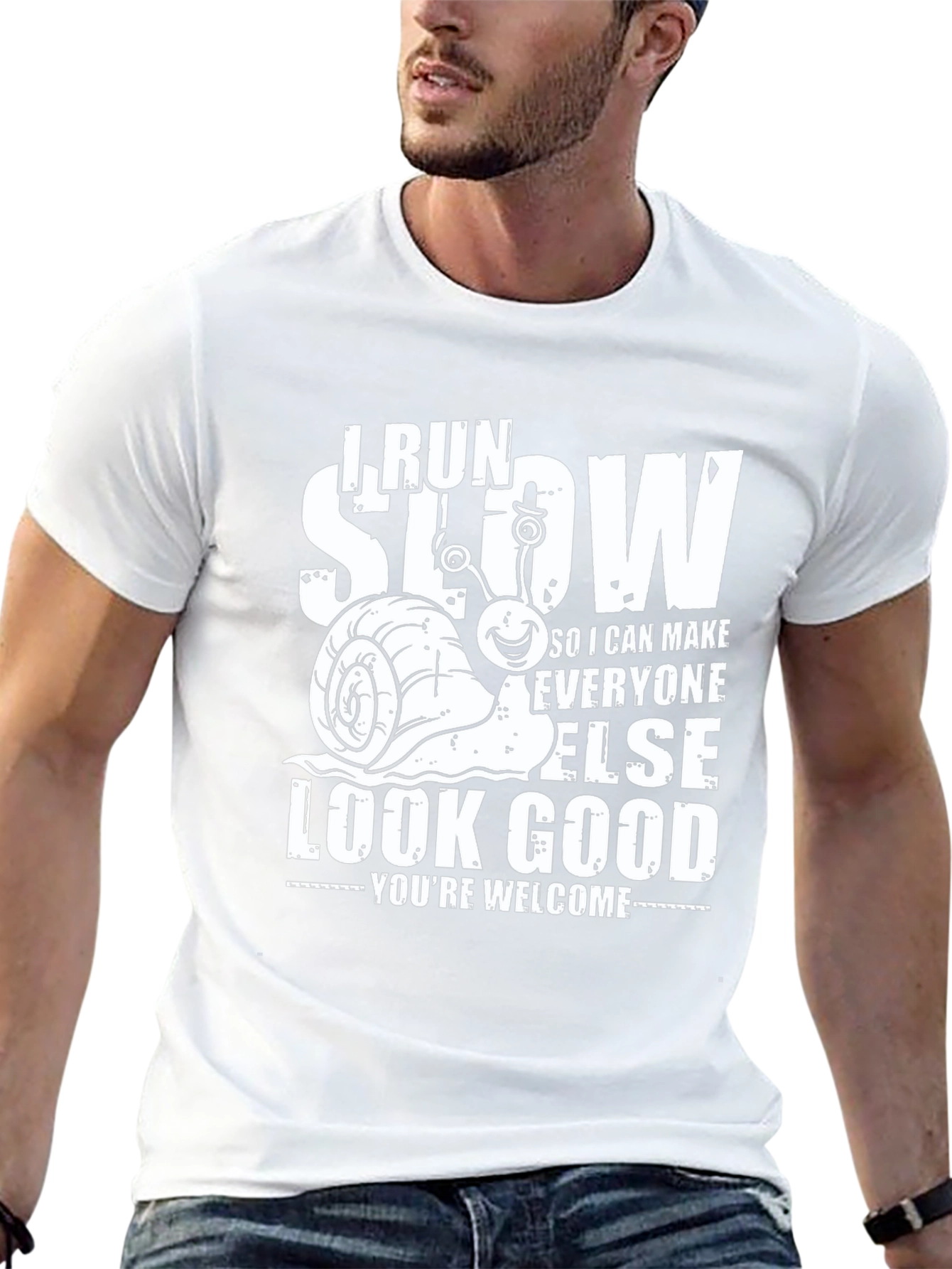 I Run Slow Snail Graphic T-Shirt Funny