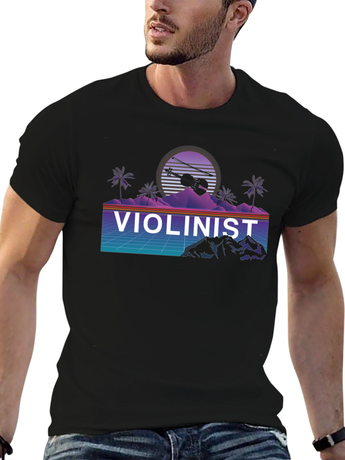 Vaporwave Violinist T-Shirt - Retro Synthwave Design