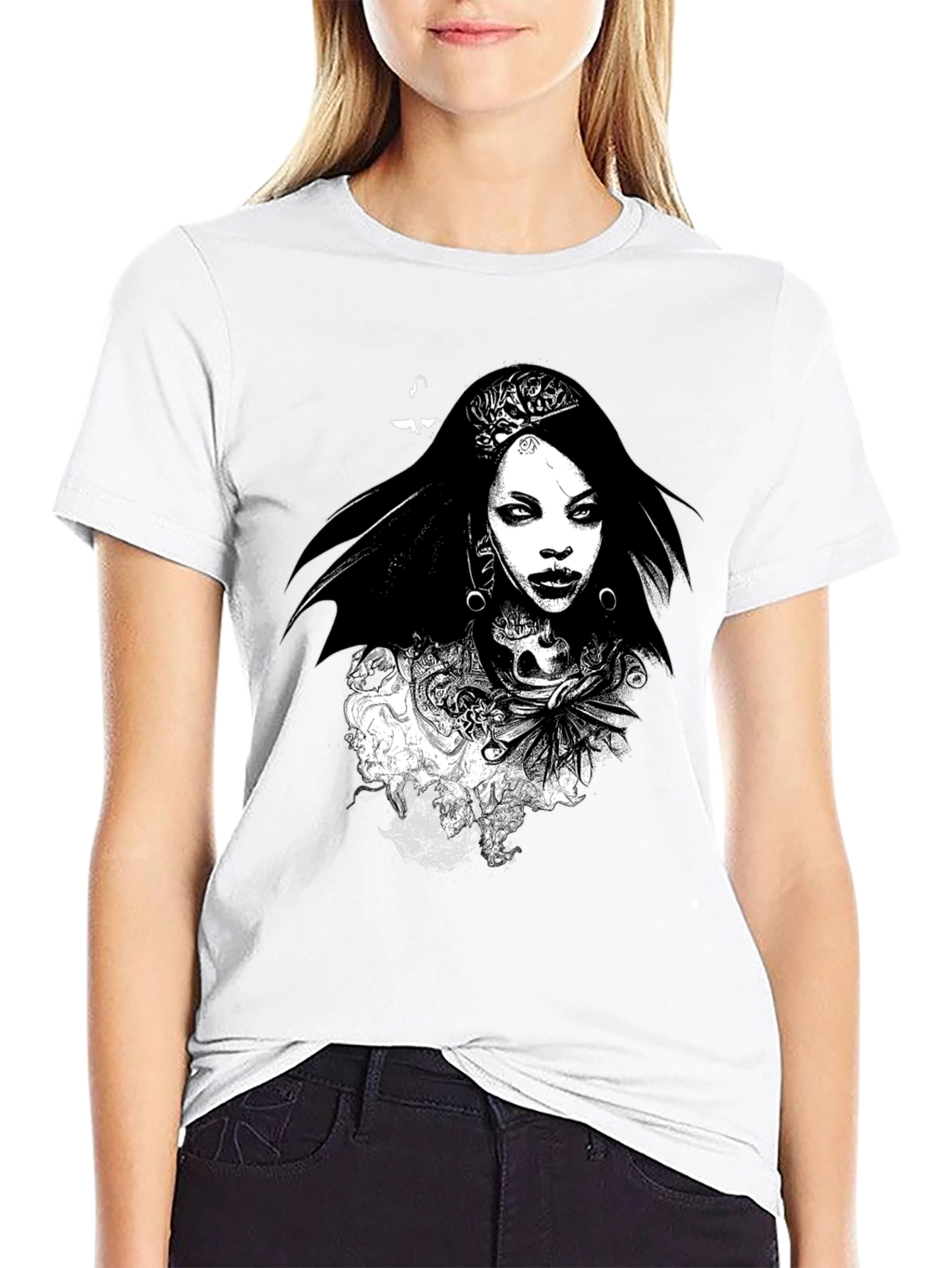 Black Graphic Tee - Gothic Woman