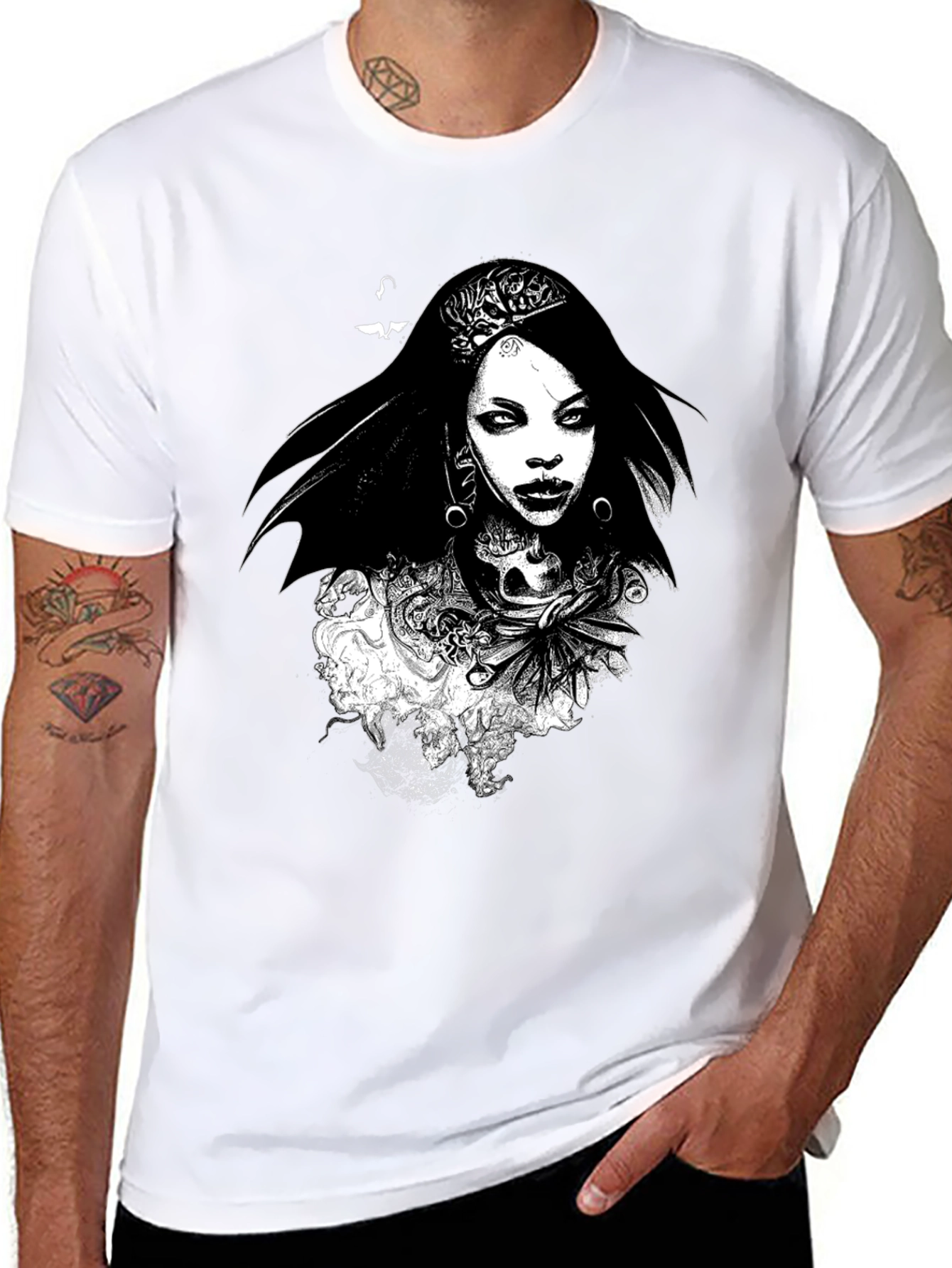 Black Graphic Tee - Gothic Woman