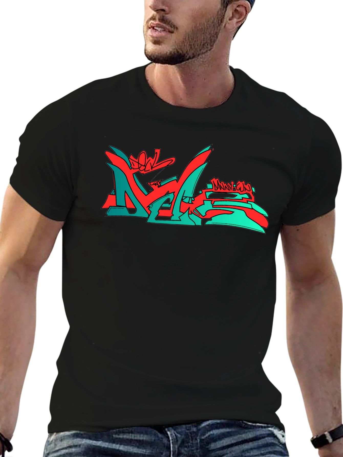 Modern Graphic Print Crew Neck T-Shirt