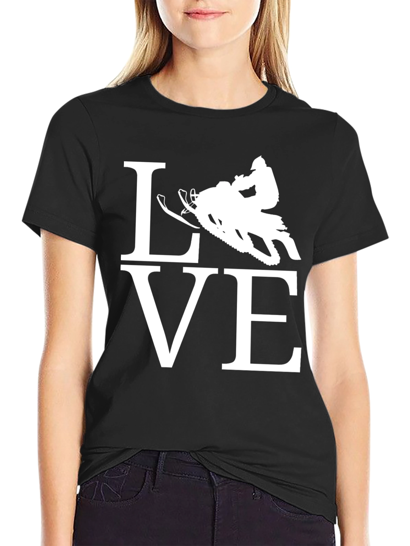 Snowmobile Love Graphic T-Shirt - Black