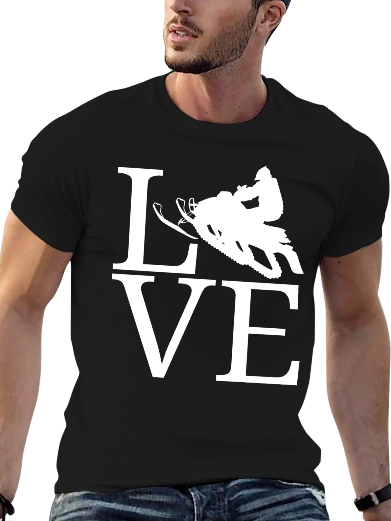 Snowmobile Love Graphic T-Shirt - Black