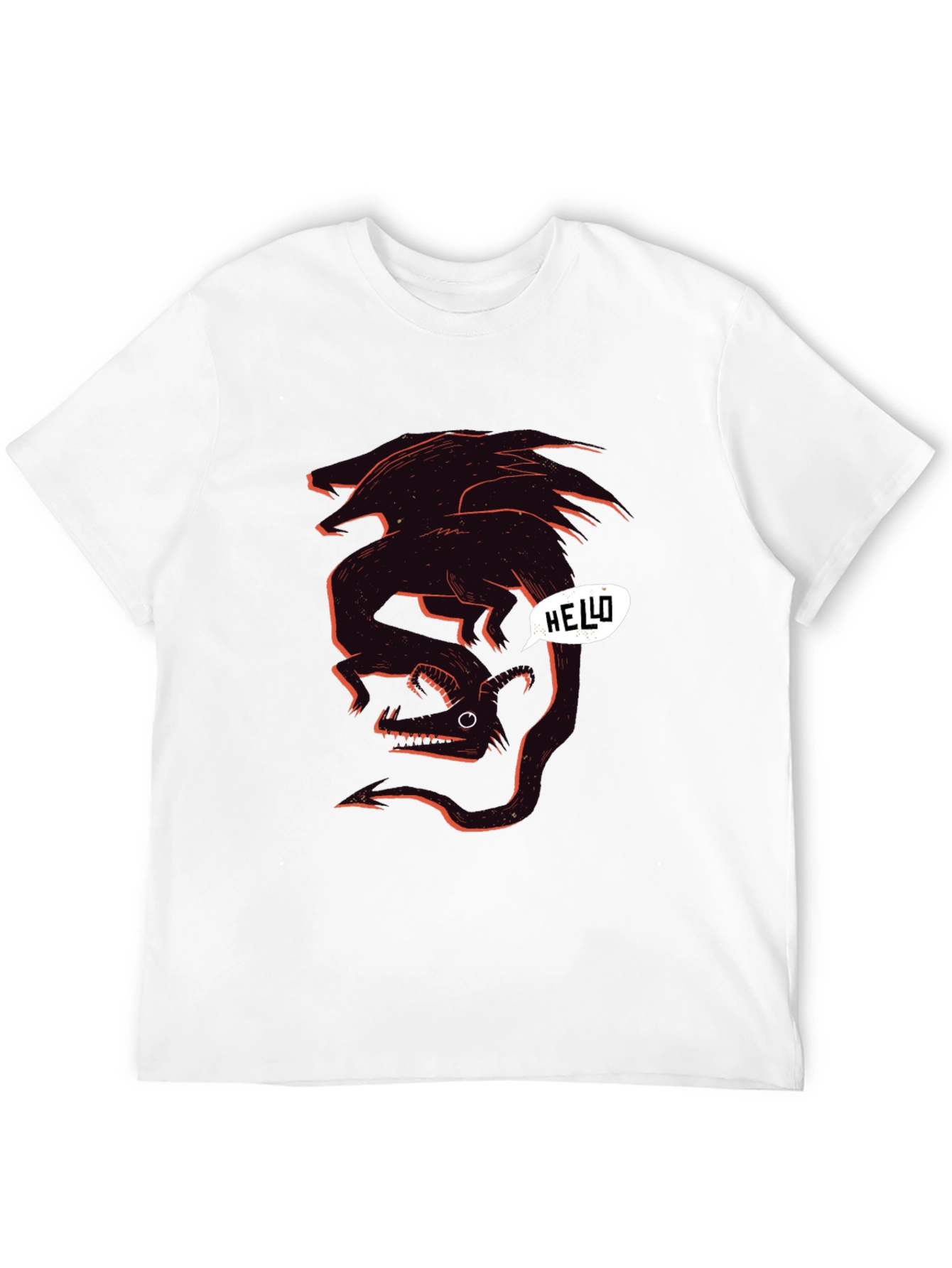 Graphic Black Tee - Dragon Hello