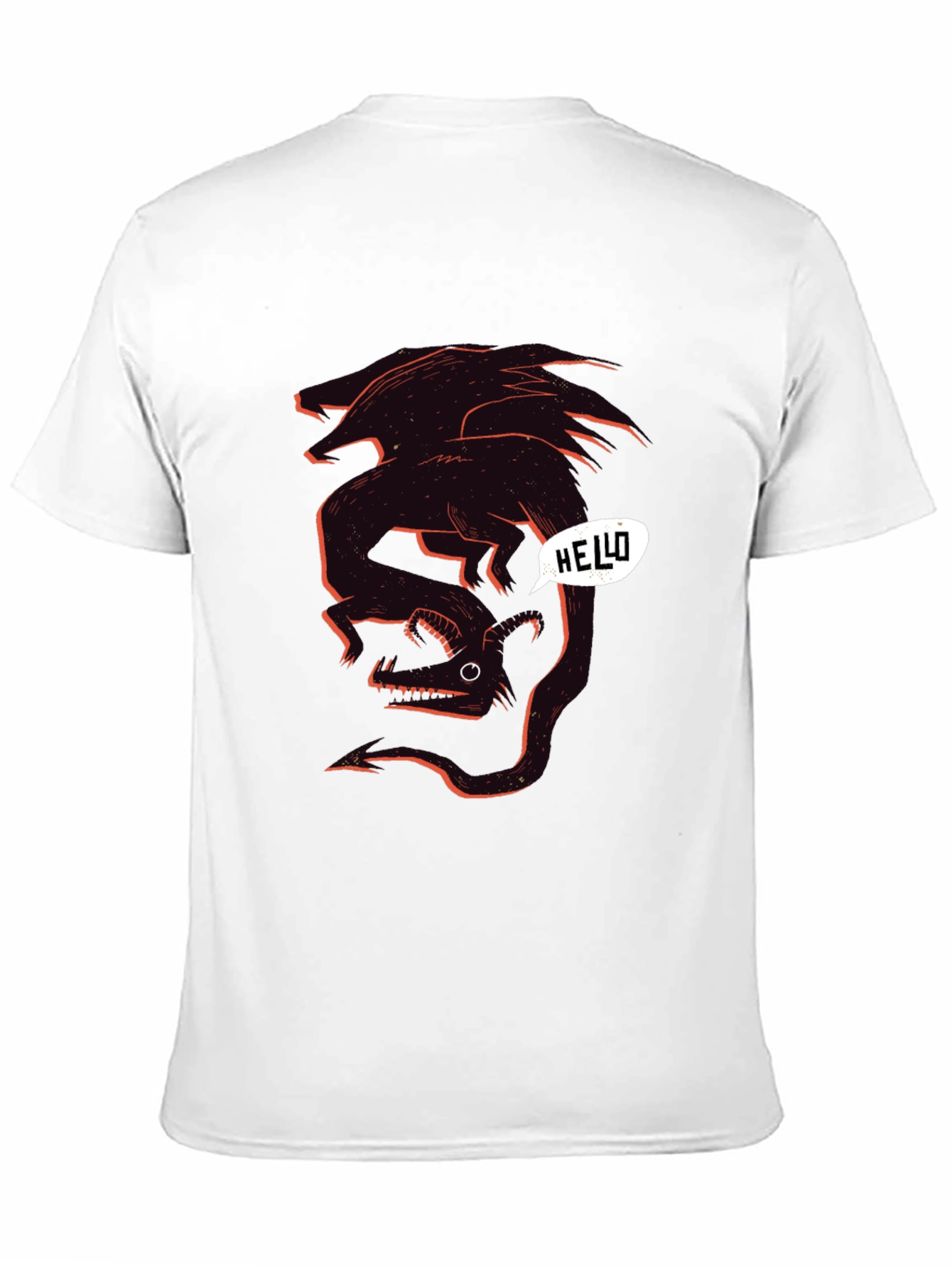 Graphic Black Tee - Dragon Hello