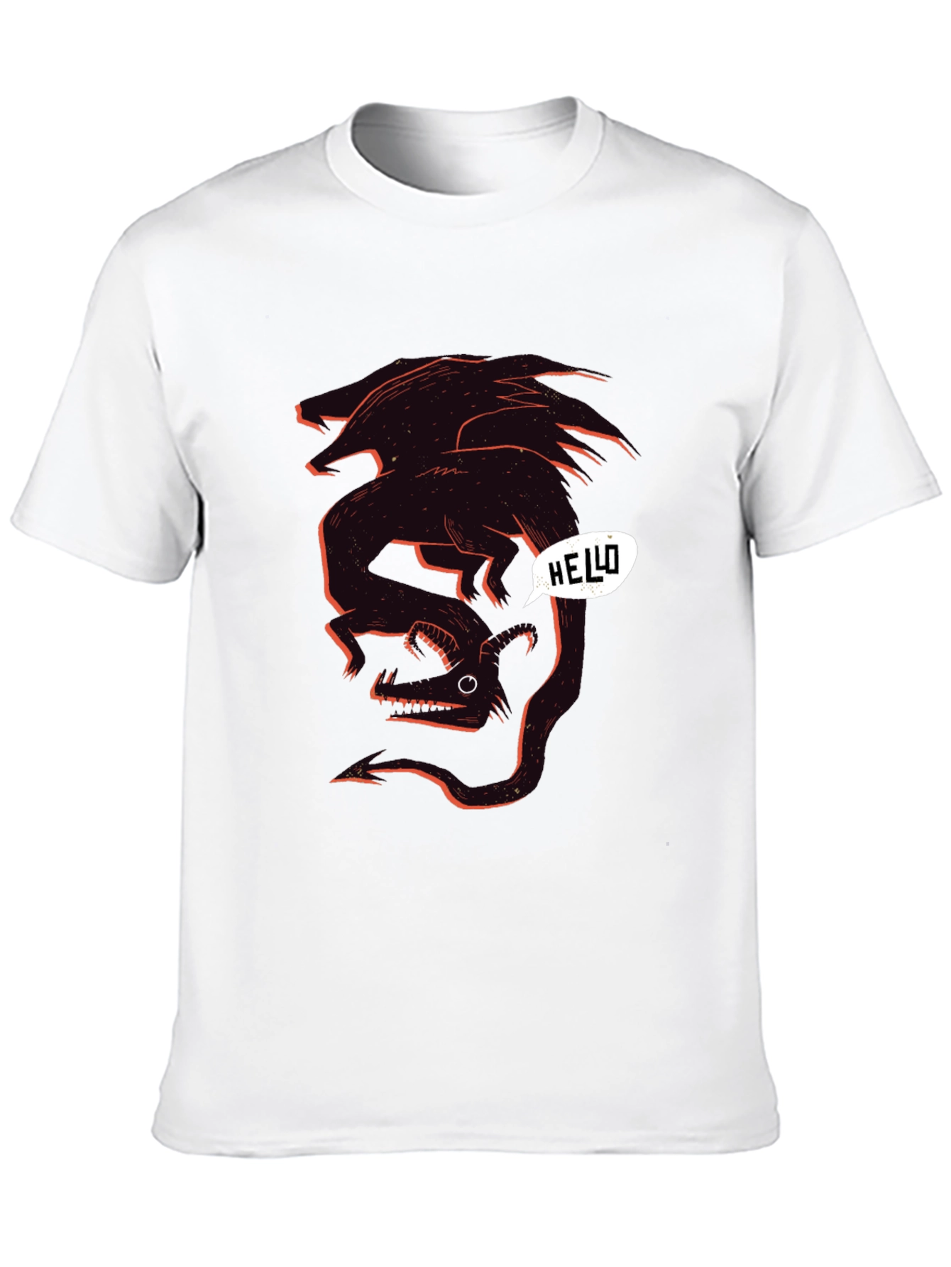 Graphic Black Tee - Dragon Hello