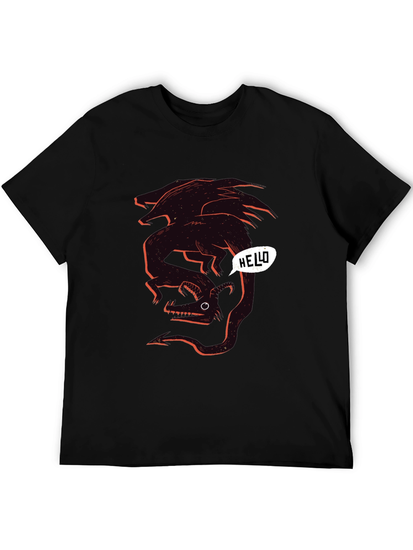 Graphic Black Tee - Dragon Hello