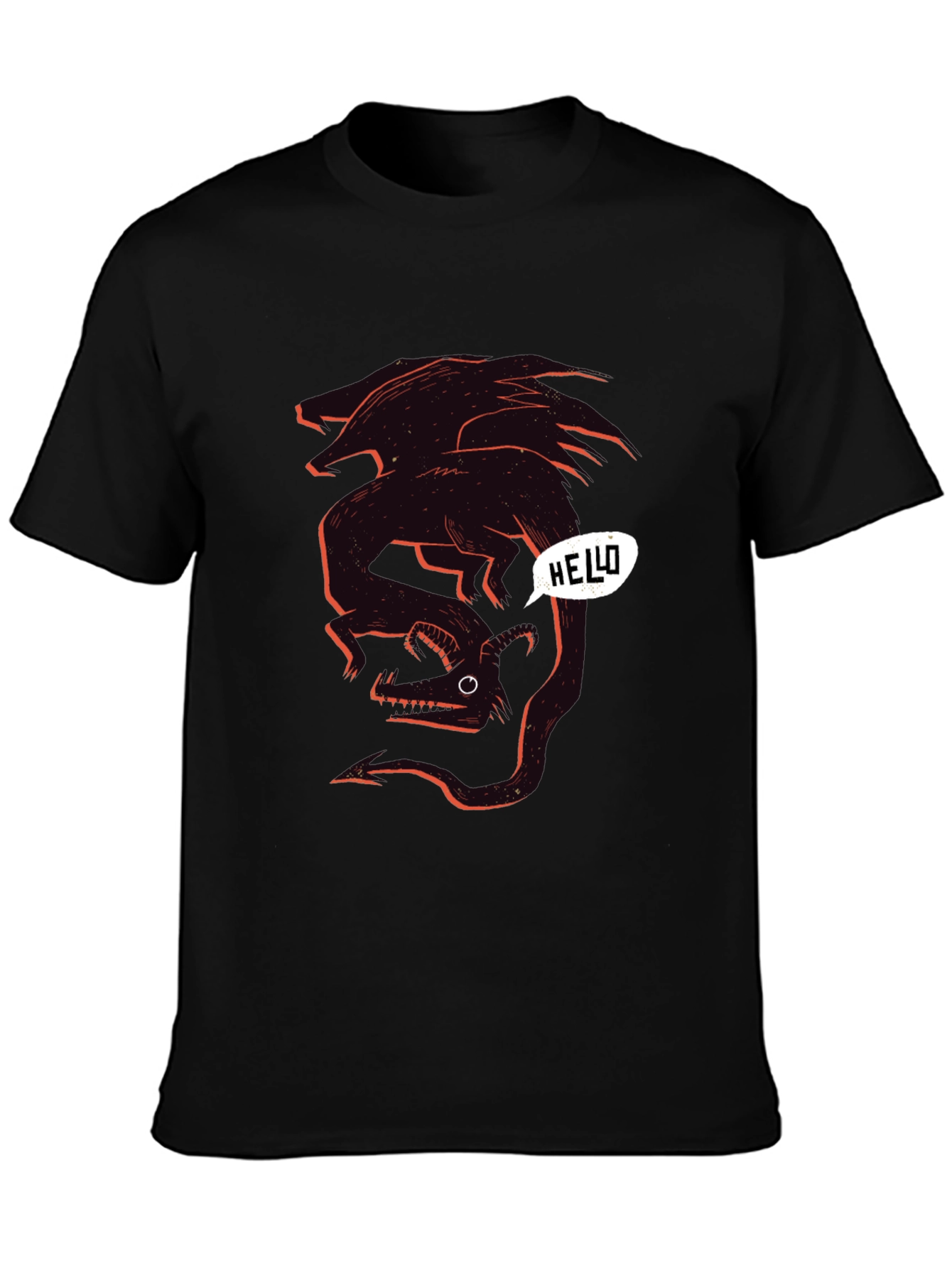 Graphic Black Tee - Dragon Hello