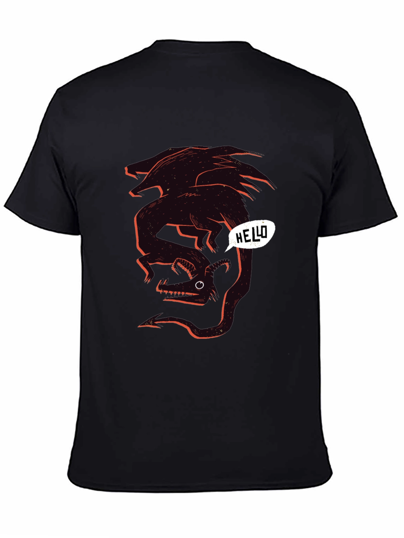 Graphic Black Tee - Dragon Hello