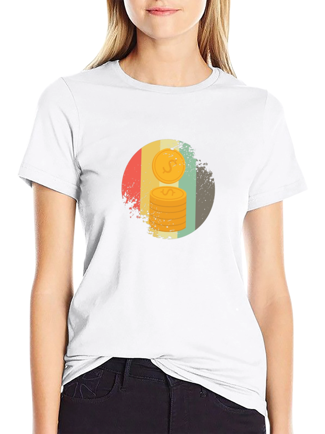 Retro Coin Stack Graphic Tee