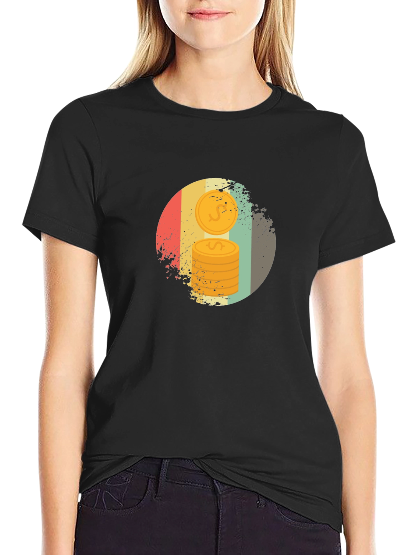 Retro Coin Stack Graphic Tee