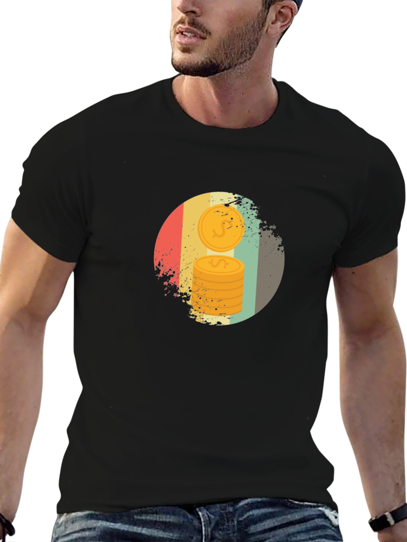 Retro Coin Stack Graphic Tee